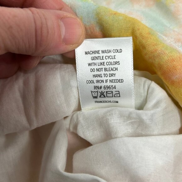 Watercolor Midi Dress Medium Tie Waist Spaghetti Strap Pastel Boho Summer - Picture 9 of 11